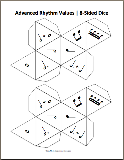6 Sided Dice Template from colorinmypiano.com