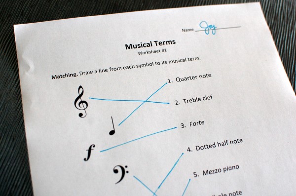 Just Added: Musical Terms Worksheet #1 - Color In My Piano