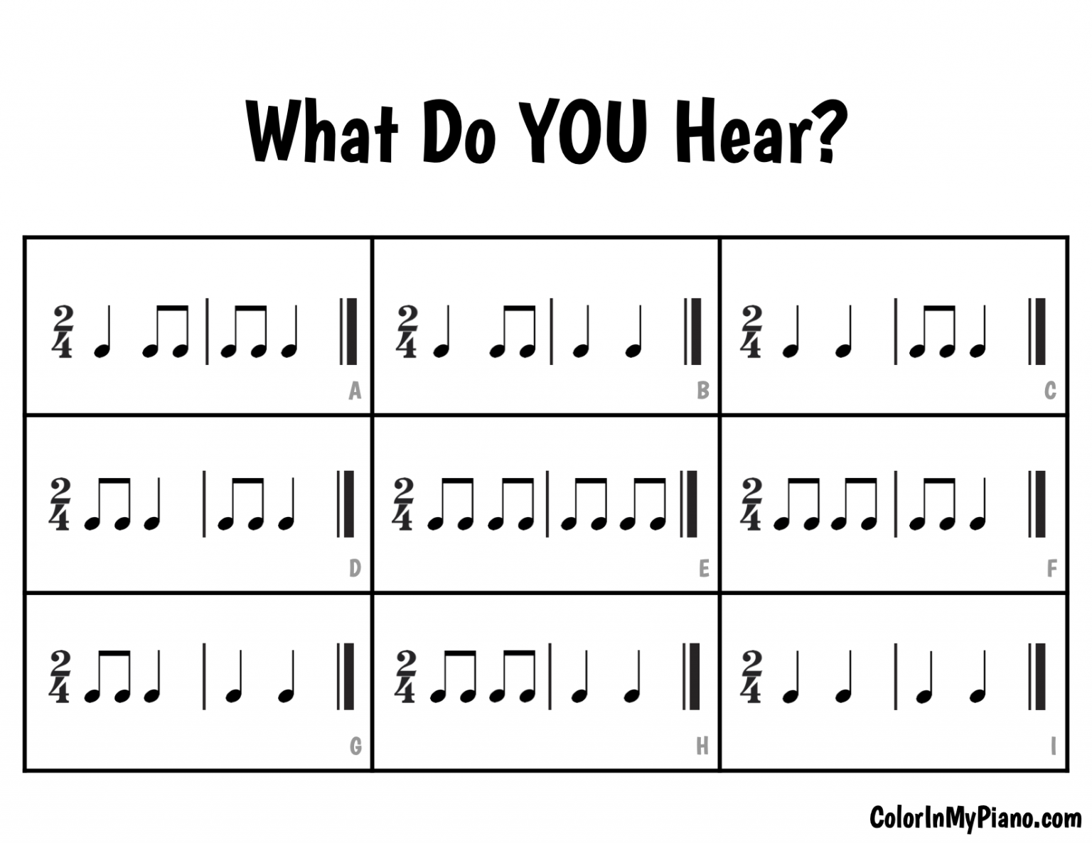 WhatDoYOUHearRhythmPatternsBW Color In My Piano